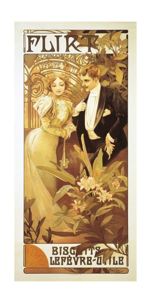 Levně Presco Group Pohled Alfons Mucha – Flirt, dlouhý