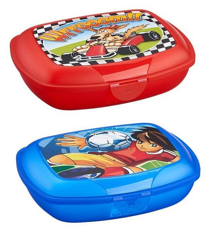 box 1,20l svačina AUTA, FOTBALISTA, 19x14x6cm, klick, plast