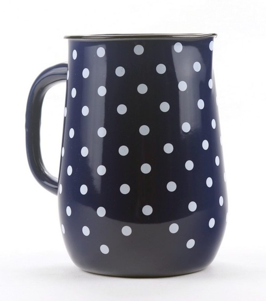Levně džbán 2,5l - modrý, bílý puntík, d11,5x20cm, smalt