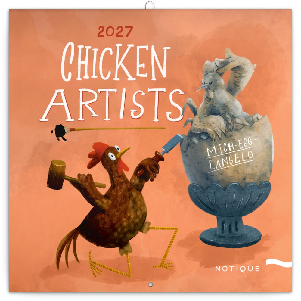 Levně NOTIQUE Poznámkový kalendář Chicken Artists 2027, 30 x 30 cm