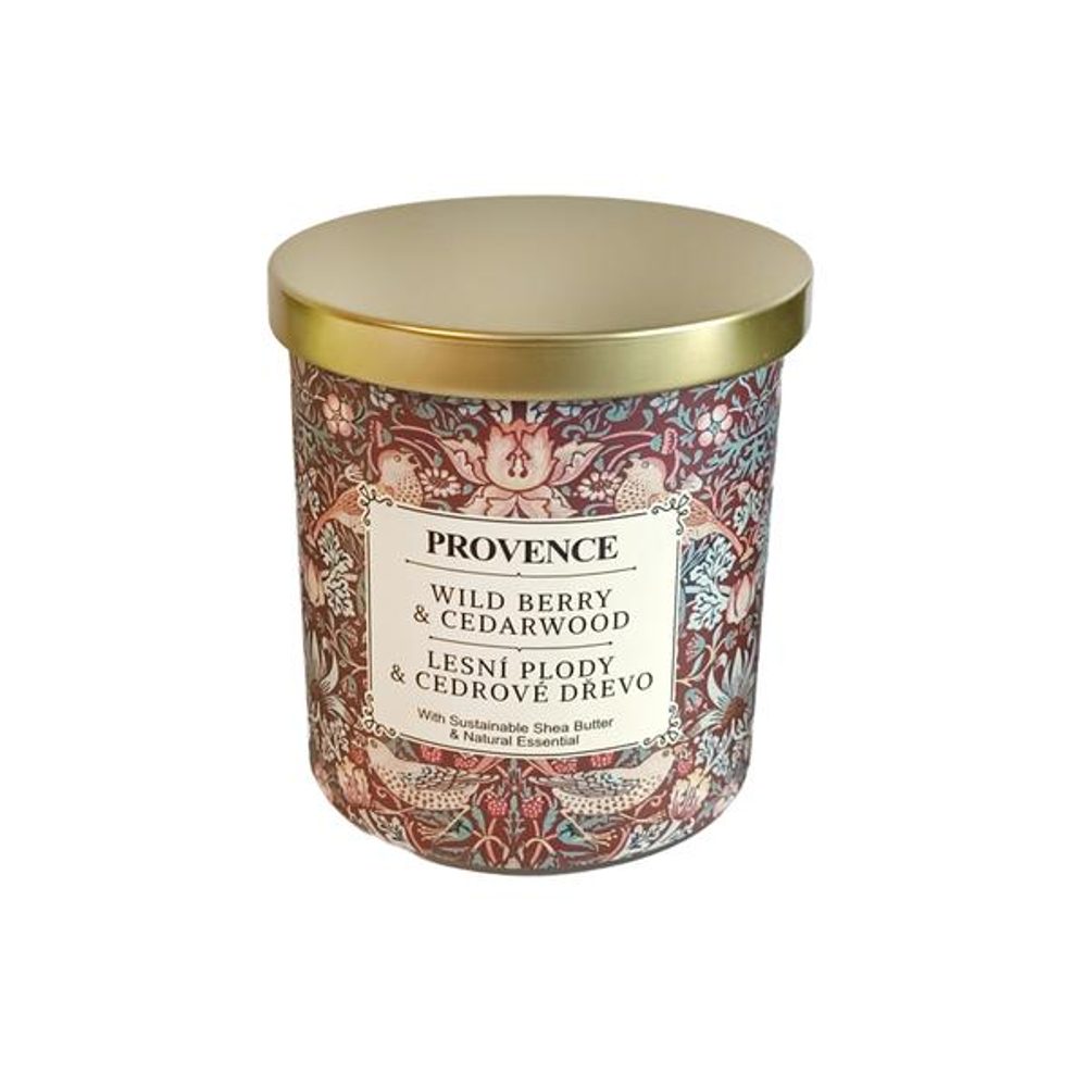 Levně Provence SVÍČKA VE SKLE LESNÍ PLODY/CEDROVÉ DŘEVO8X9CM 206G