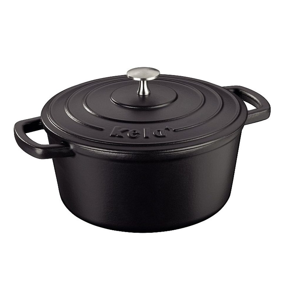 Levně KELA Pekáč litinový s poklicí CALIDO 24 cm černá KL-12471