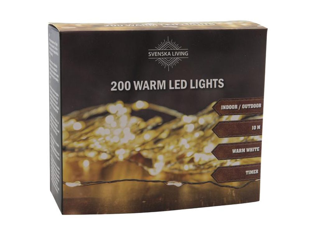 Levně HIT ŘETĚZ 200LED TEPLÁ 10M IP44 ČASOVAČ 10M
