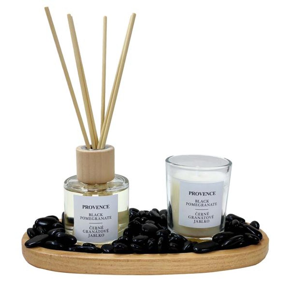 Levně Provence SVÍČKA VE SKLE + DIFUZÉR 50ML ČERNÉ GRANÁT.JABLKO