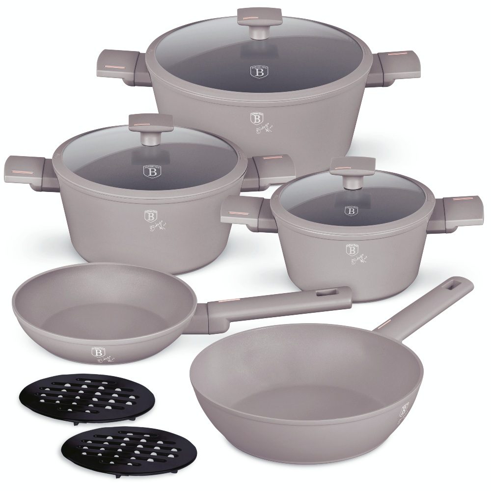 Levně BERLINGERHAUS Sada nádobí s titanovým povrchem 10 ks Taupe Collection BH-8110