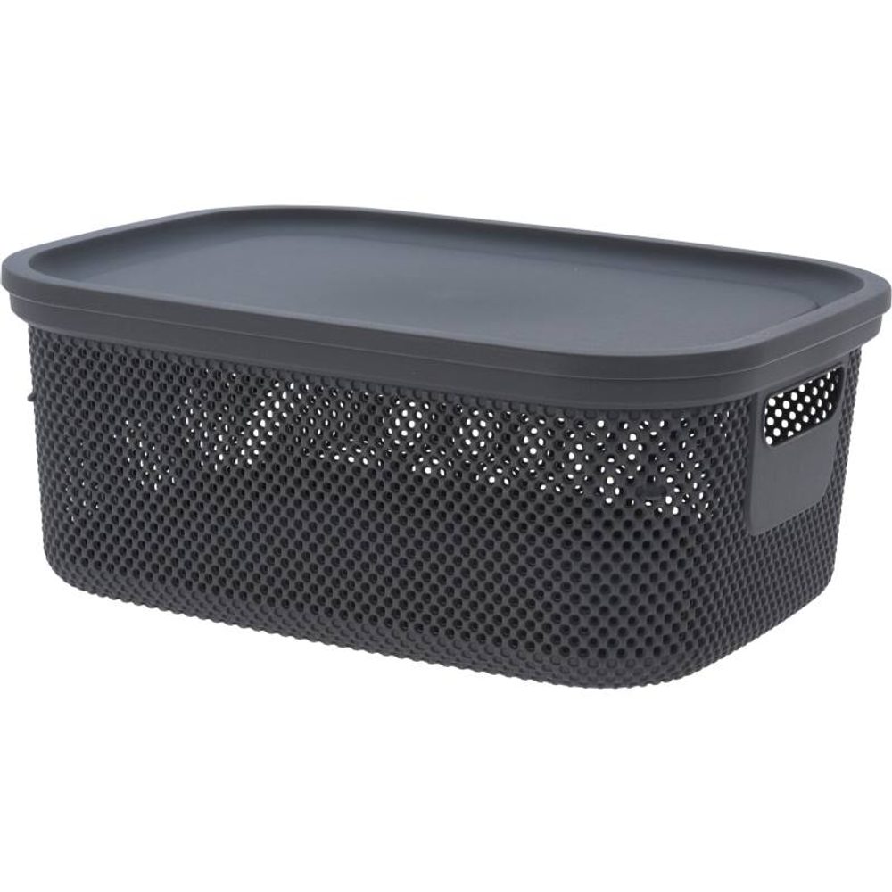Levně EXCELLENT HOUSEWARE Úložný koš s víkem 12 l černá KO-027000200cern