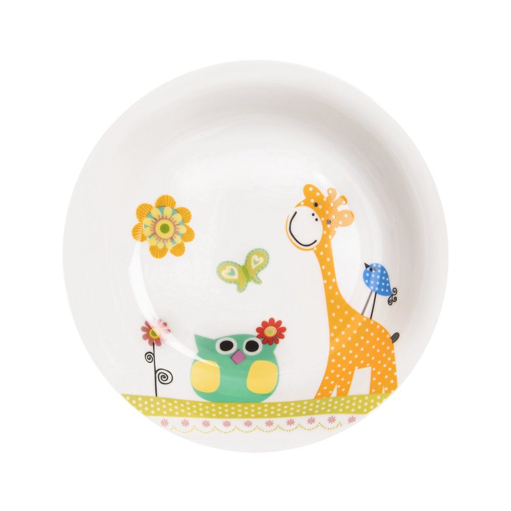 Levně Hluboký dětský talíř ŽIRAFA pr. 19 cm