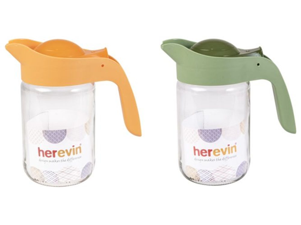 Levně džbán 1,5l, meruňková, zelená,s víčkem, sklo/plast