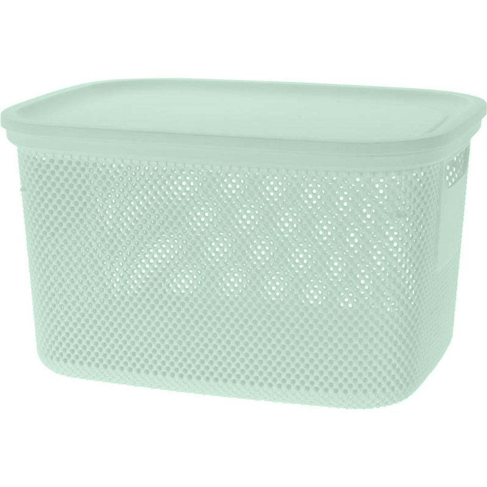 Levně EXCELLENT HOUSEWARE Úložný koš s víkem 18 l zelená KO-027000210zele