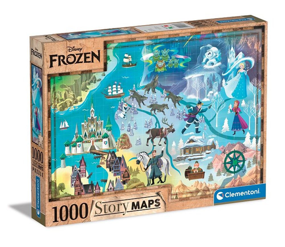 Levně CLEMENTONI Puzzle 1000 dílků Disney Mapa - Frozen