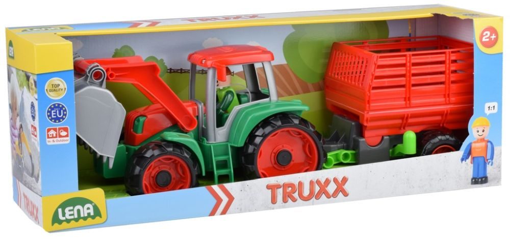 Levně Lena Truxx Traktor s přívěsem na seno, ozdobný kartón