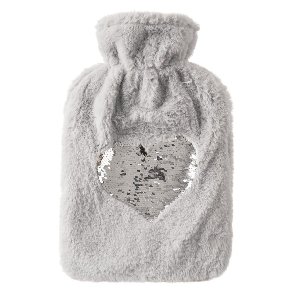 Levně Termofor guma/polyester glitter SRDCE 1,6 l šedá