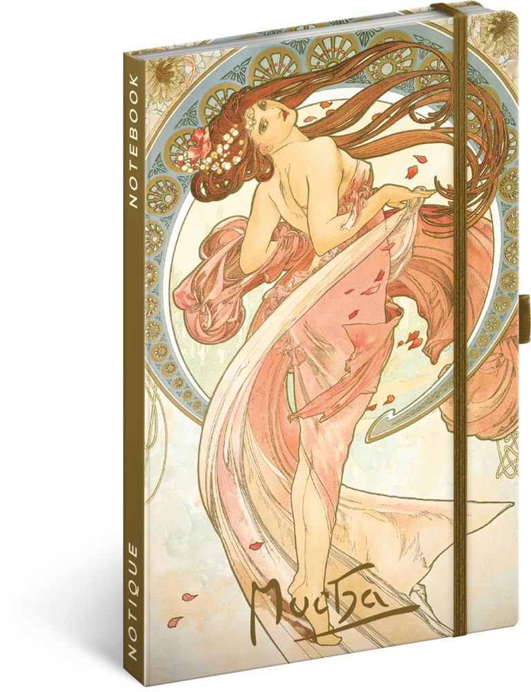 Levně NOTIQUE Notes Alfons Mucha – Tanec, linkovaný, 13 x 21 cm