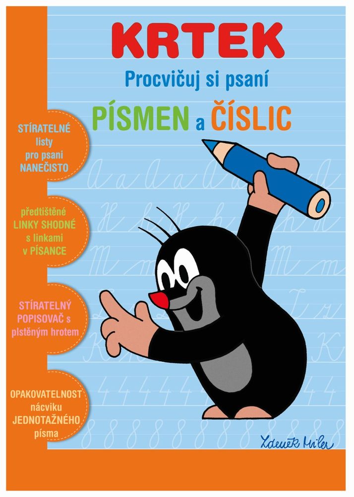 Levně Stíratelný sešit "Procvičuj si písmena a číslice" + stíratelný popisovač - Krtek 2