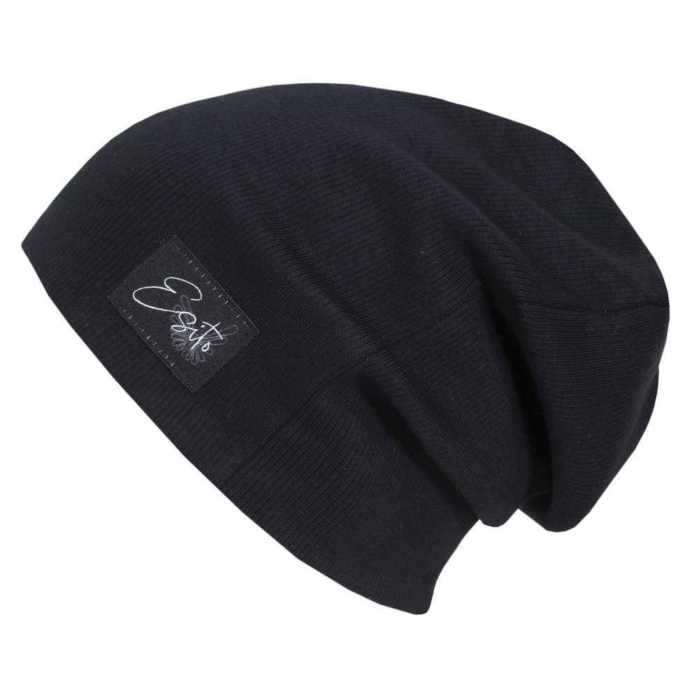 Levně ESITO Žebrovaná čepice spadená Color Black - černá - 44 černá