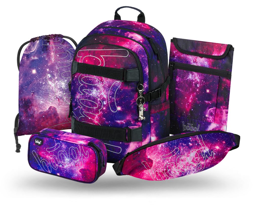 Levně BAAGL SET 5 Skate Galaxy: batoh, penál, sáček, ledvinka, obal na notebook