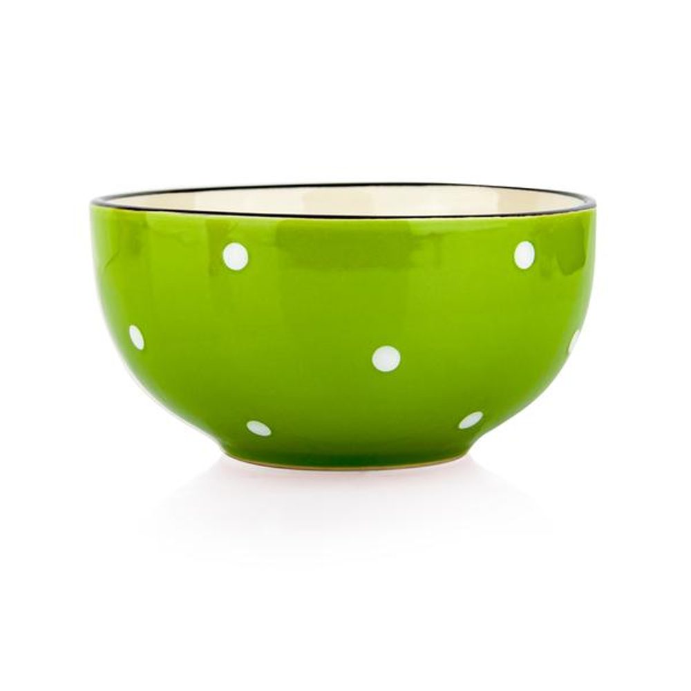 Levně TORO MISKA ?13,5cm, 490ml, zelená, bílý puntík, keramika