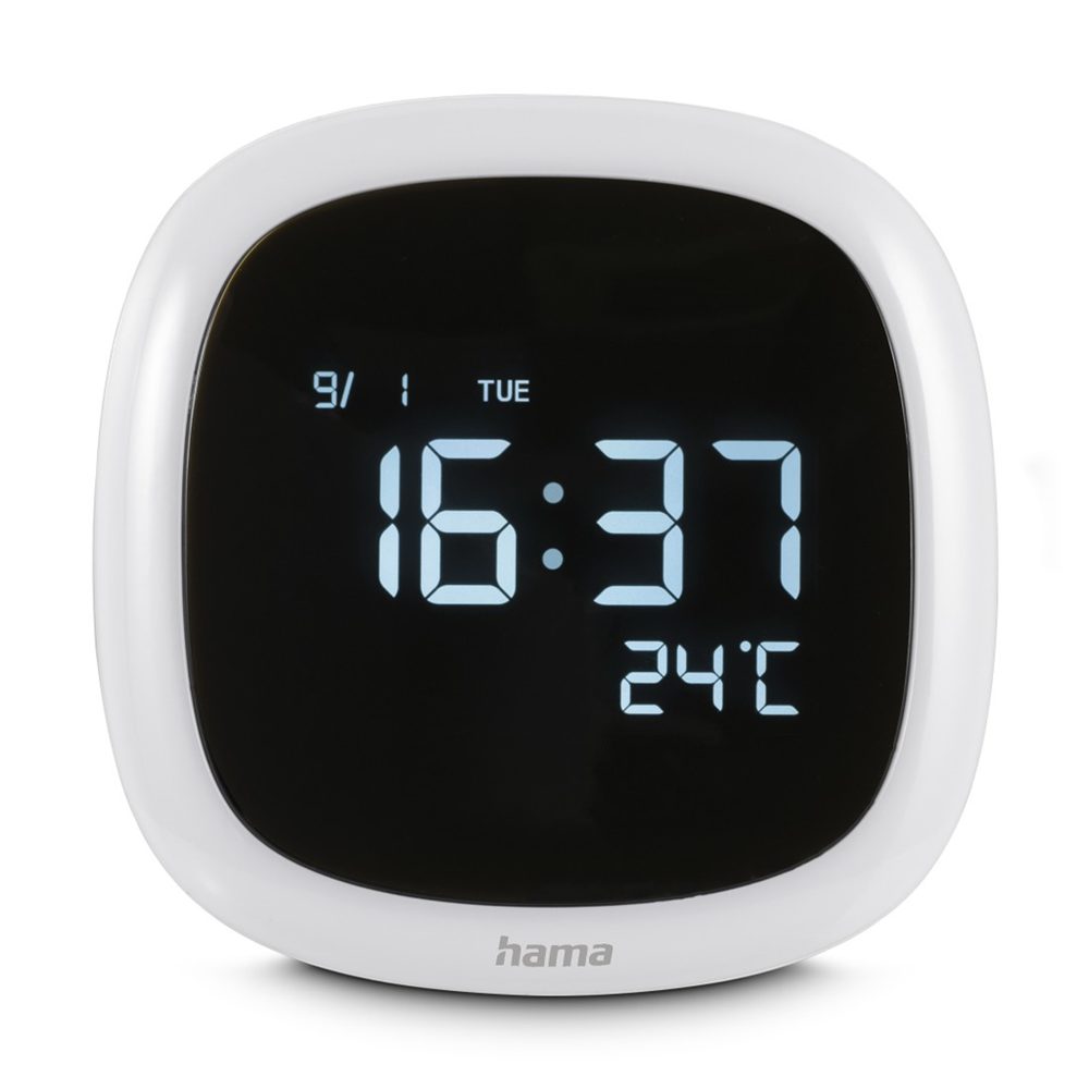 Levně Hama Bora Bora, digitální budík, zobrazení teploty/datum, stmívatelné noční světlo, USB napájení