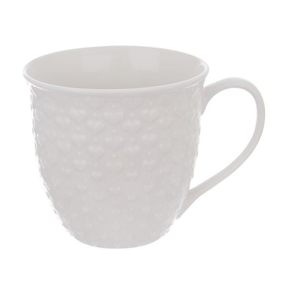 Levně hrnek 580ml SRDCE bílý, d11x10,5cm, keramika