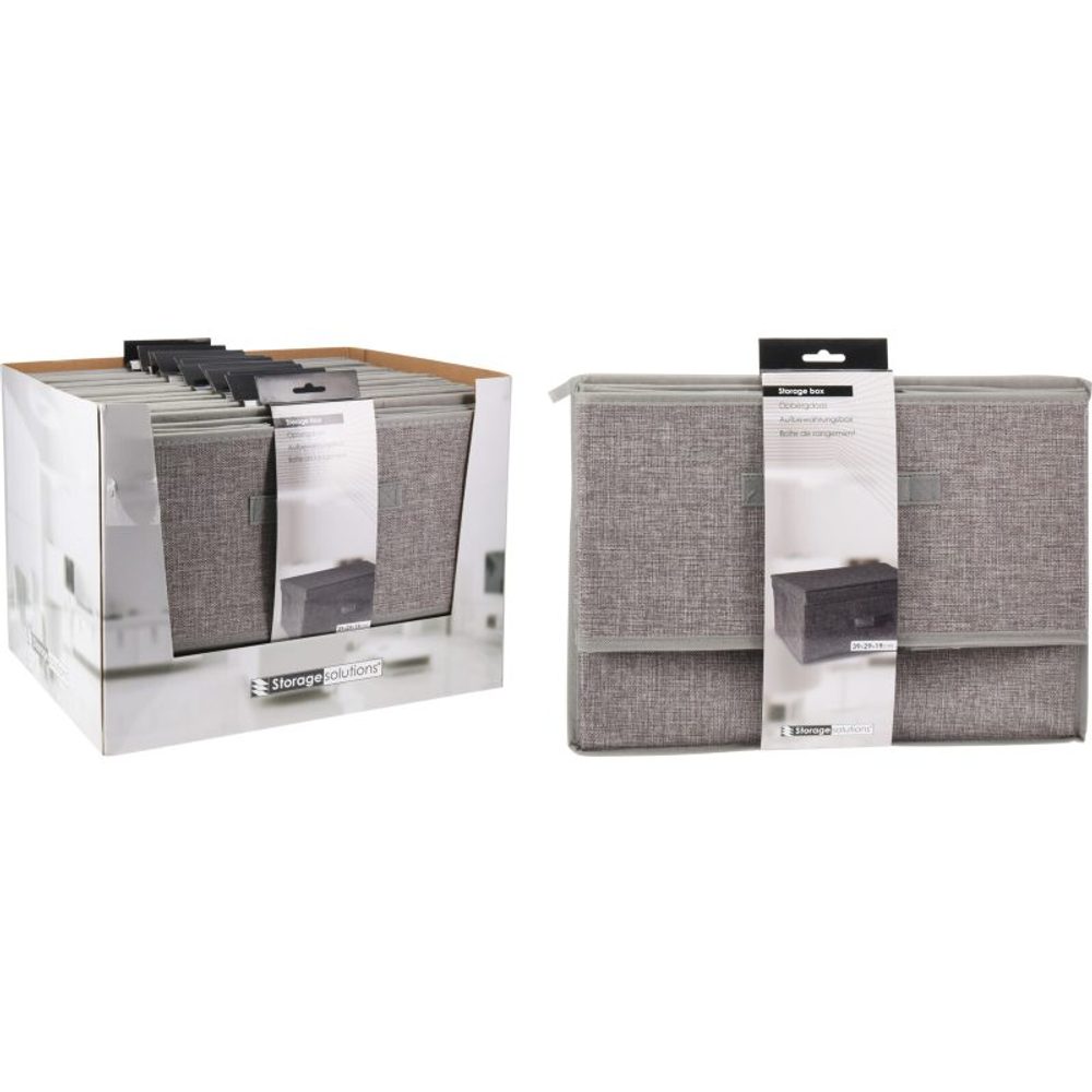 Levně HOMESTYLING Úložný box s víkem 39x29x19 textil šedý KO-101001740seda