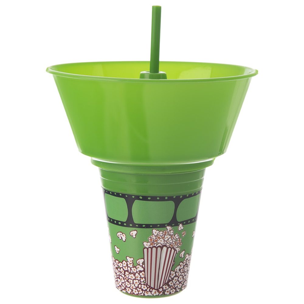 Levně Pohár s miskou na popcorn a brčkem 0,55 l