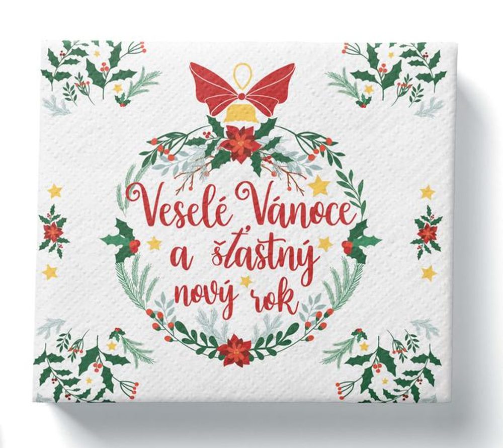 Levně PROCOS UBROUSKY VÁNOČNÍ VESELÉ VÁNOCE 3VRSTVÉ 33X33CM