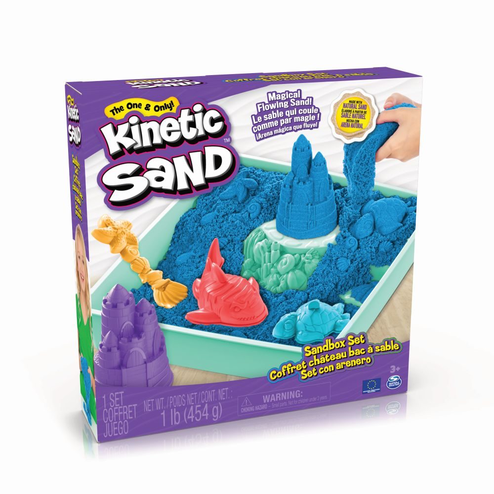 Levně KINETIC SAND KRABICE TEKUTÉHO PÍSKU S PODLOŽKOU MODRÁ