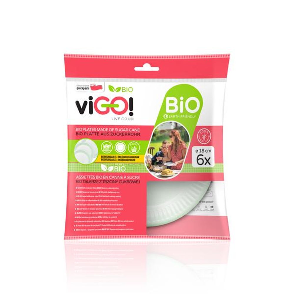 Levně VIGO! BIO TALÍŘ Z CUKROVÉ TŘTINY  18CM 6 KS