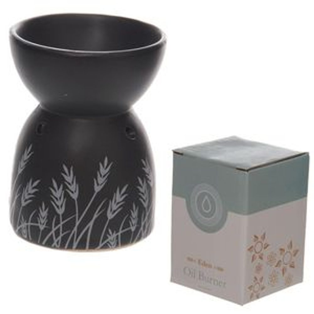 Levně lampa-aroma, d8x12cm, TRÁVA, černá, DB, výřez, keramika