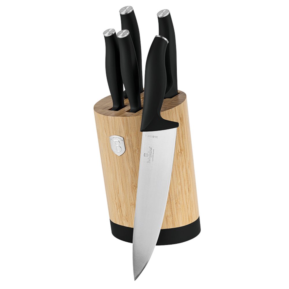 Levně BERLINGERHAUS Sada nožů se stojanem BAMBOO 6 ks Matte Black Collection BH-2753