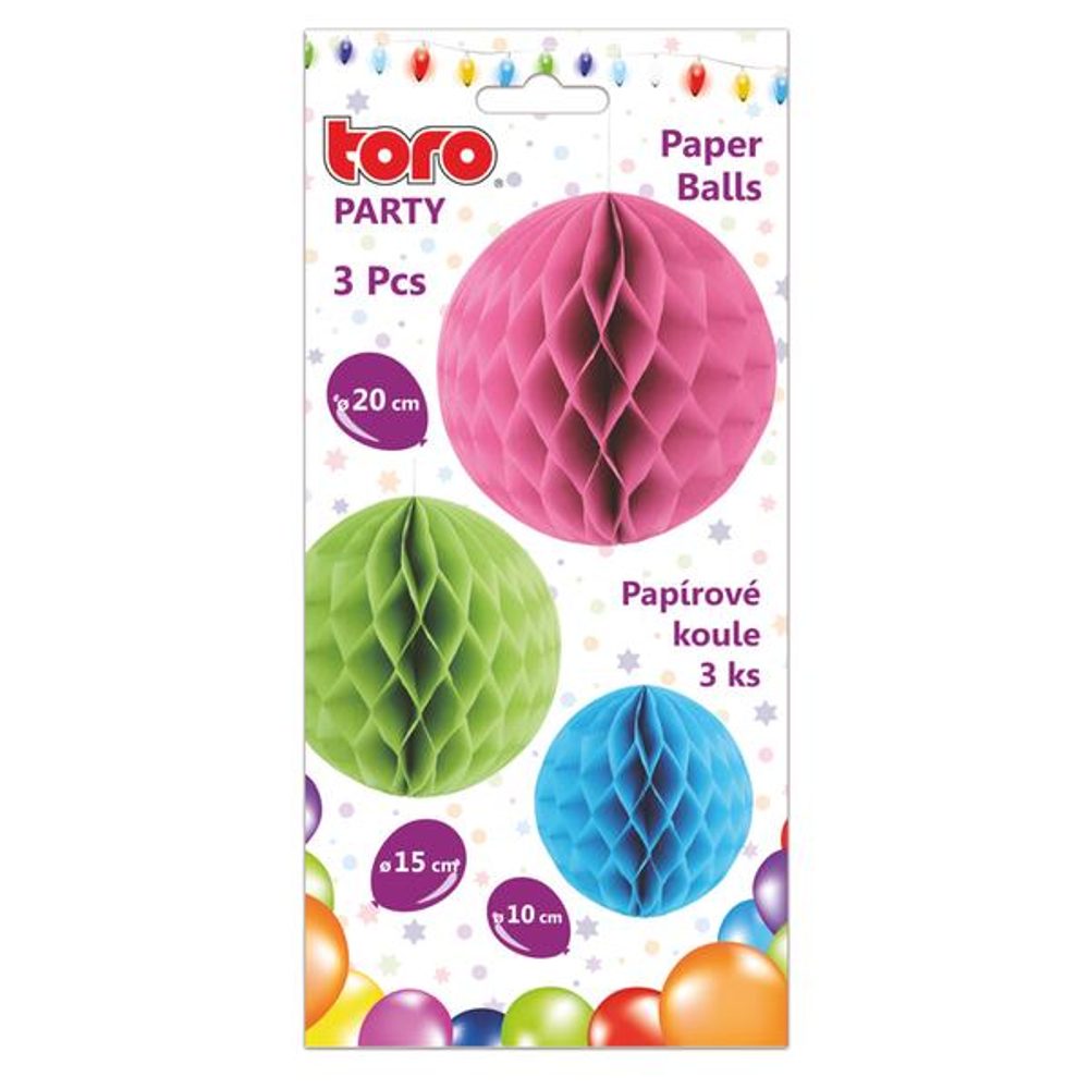 Levně TORO KOULE PAPÍROVÉ 3KS, PRŮMĚR 10, 15 A 20CM, ASSORT