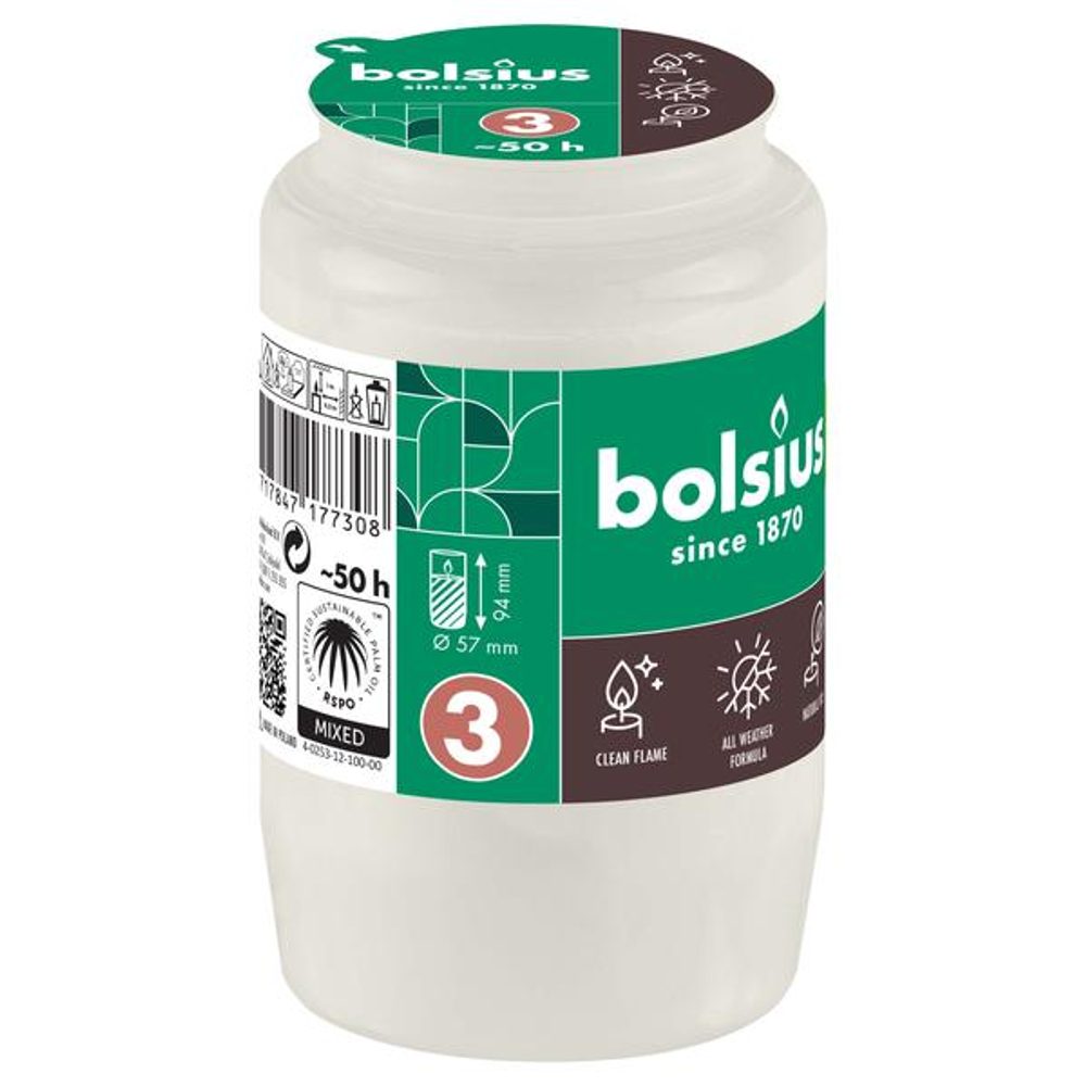 Levně Bolsius NÁPLŇ DO HŘBITOVNÍ SVÍČKY BÍLÁ 2,5DNE HOŘENÍ 9,6CM