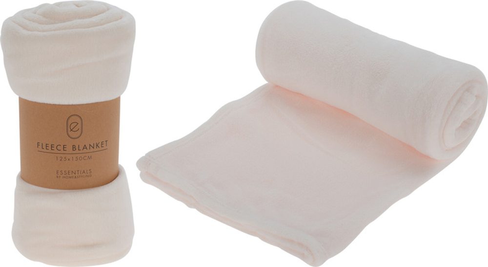 Levně HOMESTYLING Deka fleece 125 x 150 cm ESSENTIALS krémová KO-HZ1011810