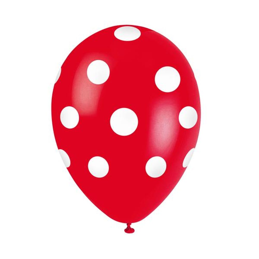 Levně TORO BALÓNKY 30CM, 5KS, ČERVENÝ BÍLÉ PUNTÍKY