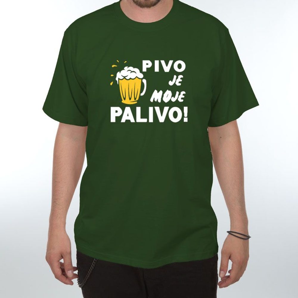 Levně Tričko - Pivo je moje palivo - S tmavě zelená