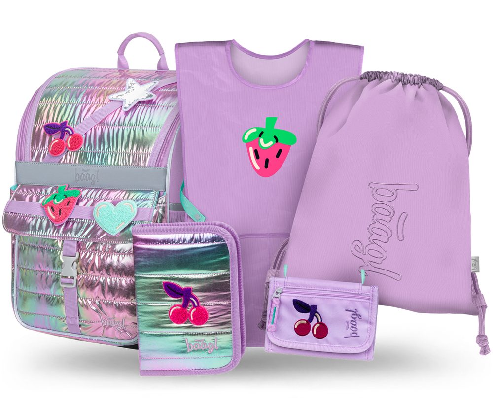 Levně BAAGL SET 5 Zippy Lavender: aktovka, penál, sáček, zástěra, peněženka