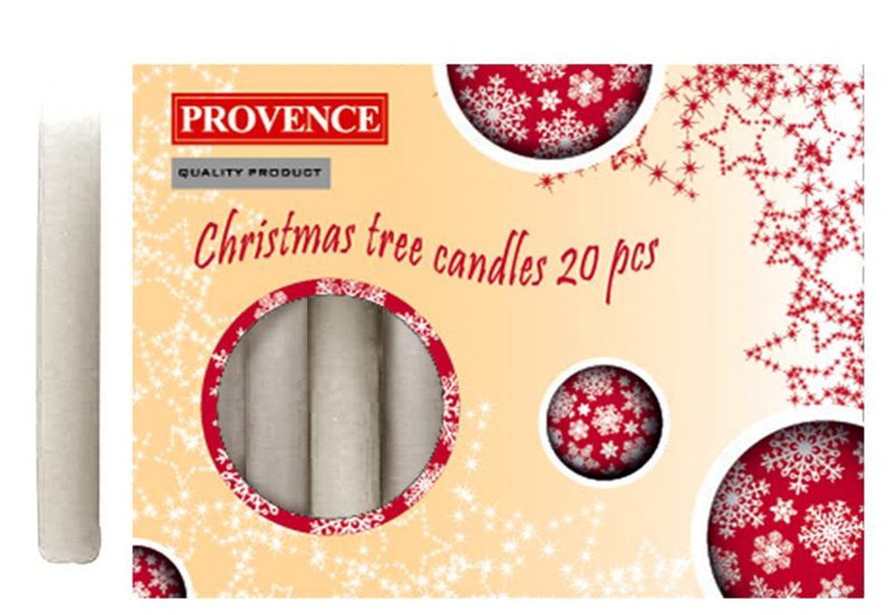 Levně Provence svíčka vánoční bílá 10 x 1,3 cm, set 20 ks