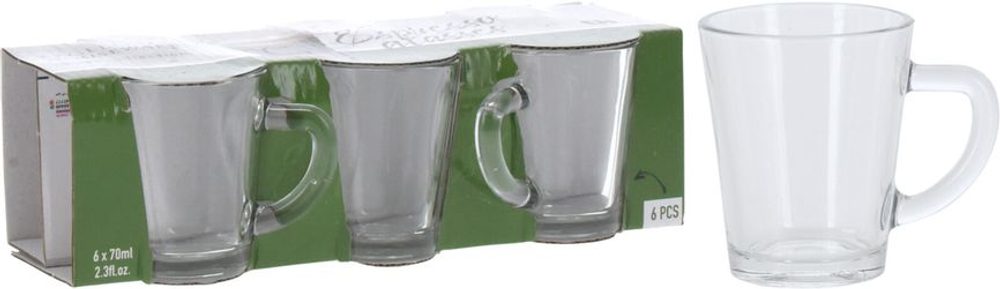 Levně hrnek-šálek 70ml, 6ks, sklo