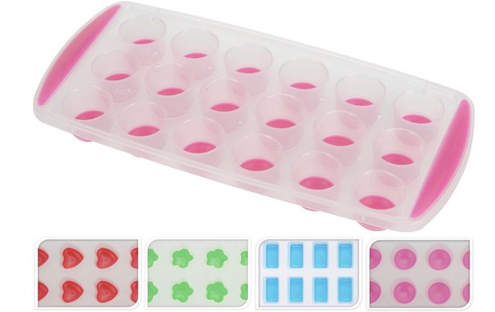 Levně forma na led -18tvarů, 4barvy, měkčené dno
