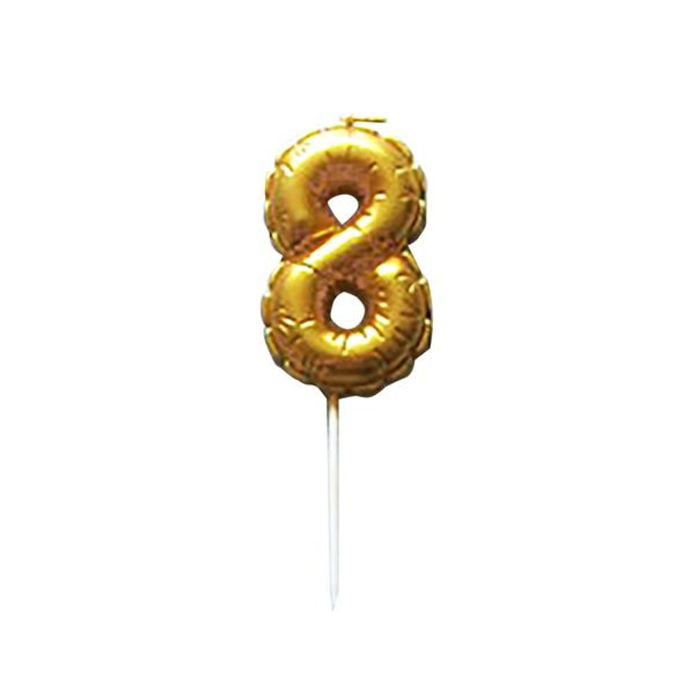 Levně TORO SVÍČKA BALÓNEK "8" 3,7X5,9CM ZÁPICH DO DORTU ZLATÁ