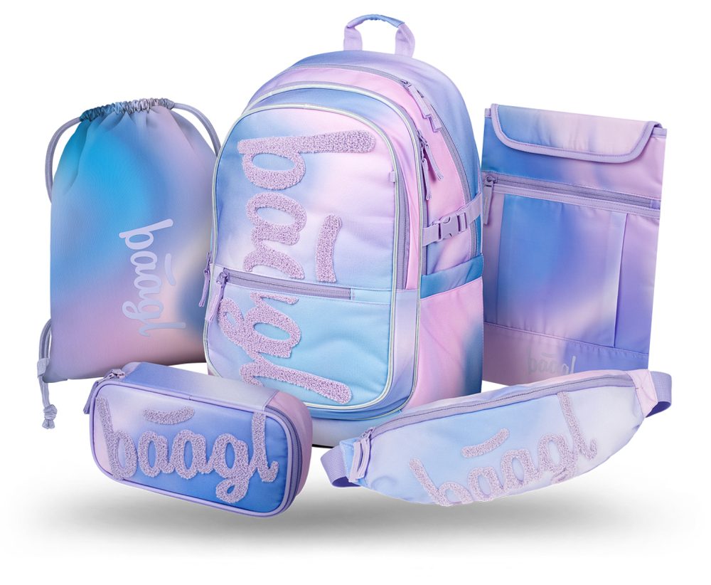 Levně BAAGL SET 5 Core Sky: batoh, penál, sáček, ledvinka, obal na notebook