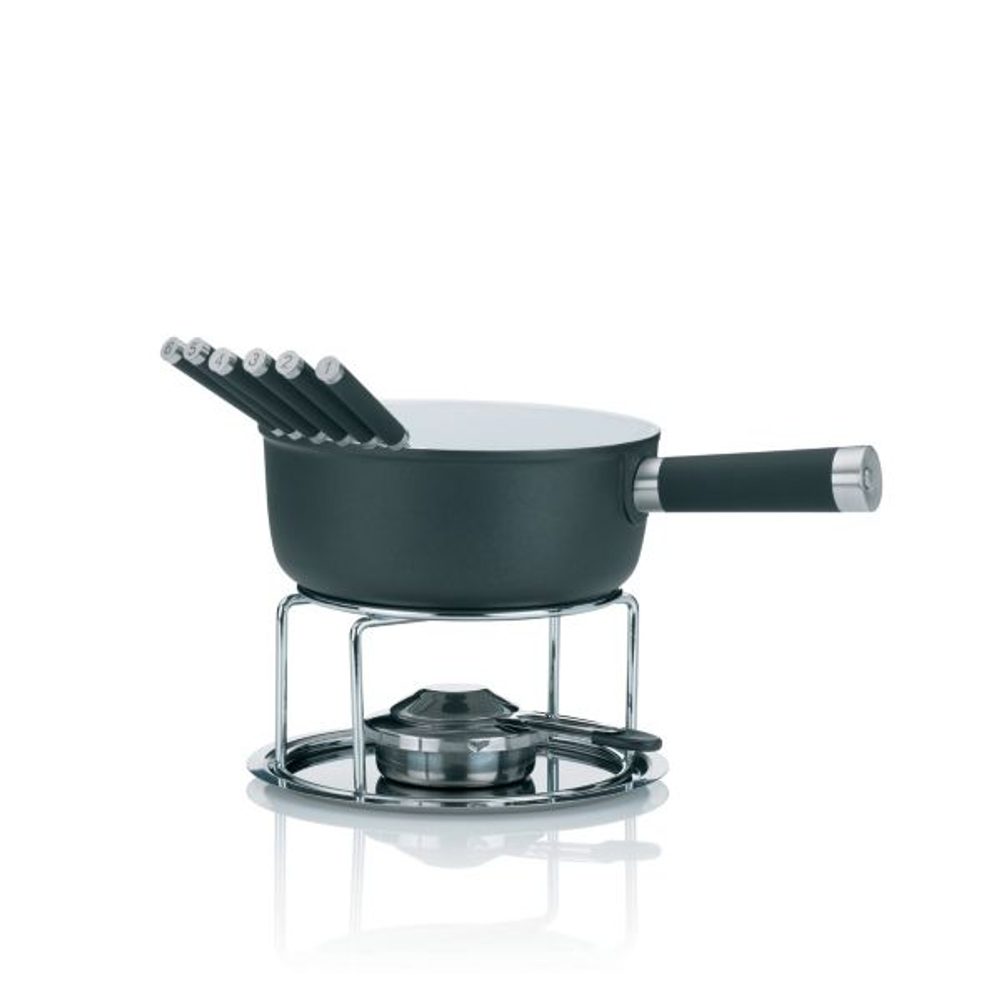 Levně KELA Sýrové fondue LANCY keramika, šedá, 1L O22cm x v19,5cm KL-16564
