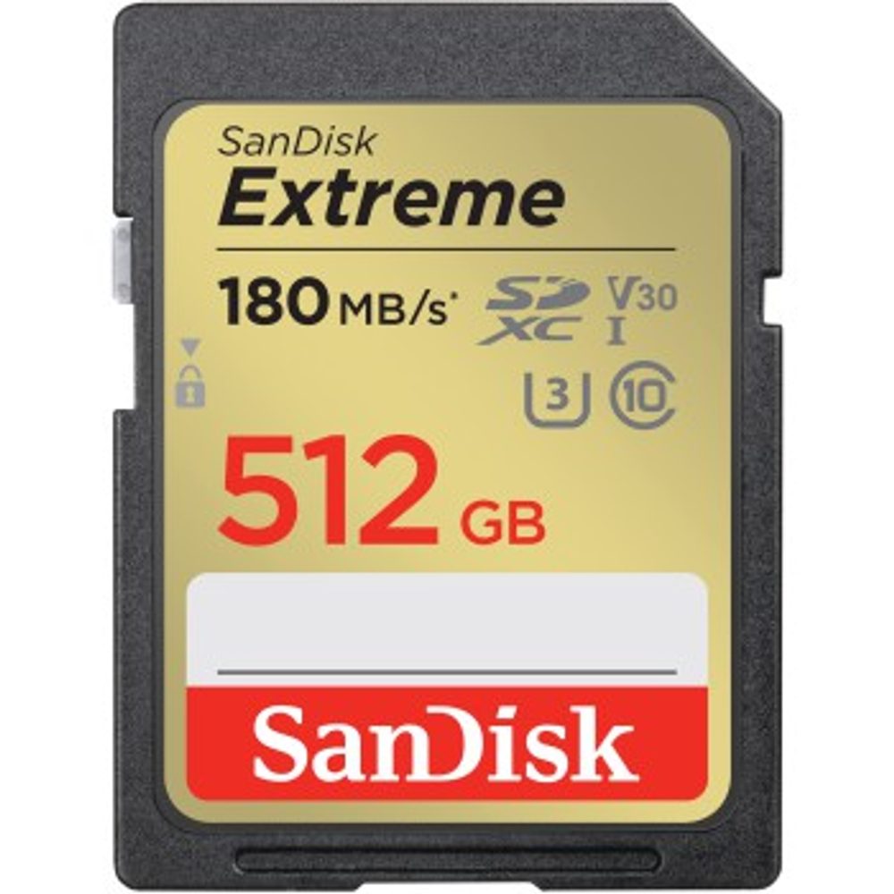 Levně SanDisk Extreme 512 GB SDXC Memory Card 180 MB/s and 130 MB/s, UHS-I, Class 10, U3, V30