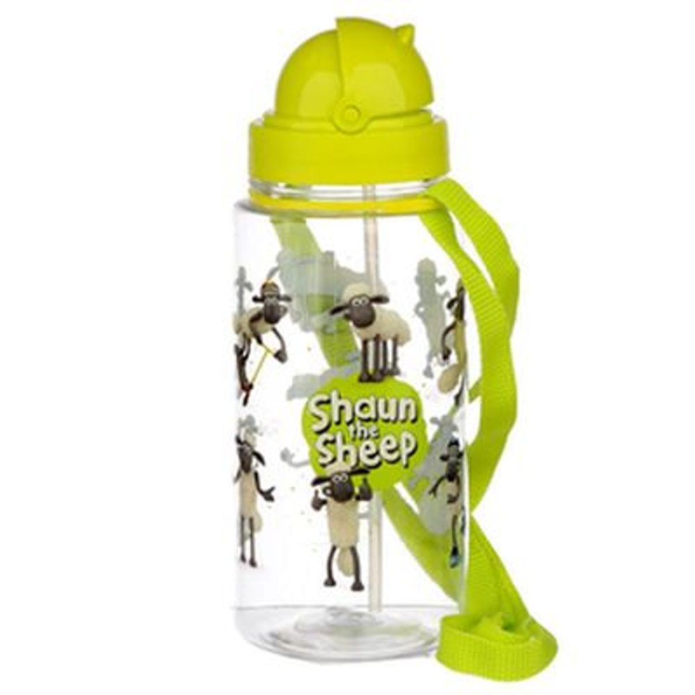 Levně láhev 0,45l Ovečka SHAUN, brčko, víčko, dětská, d7x23cm závěs, plast