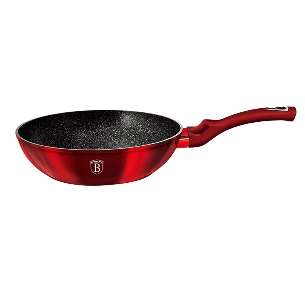 Levně BERLINGERHAUS Pánev WOK s mramorovým povrchem 30 cm Burgundy Metallic Line BH-6166