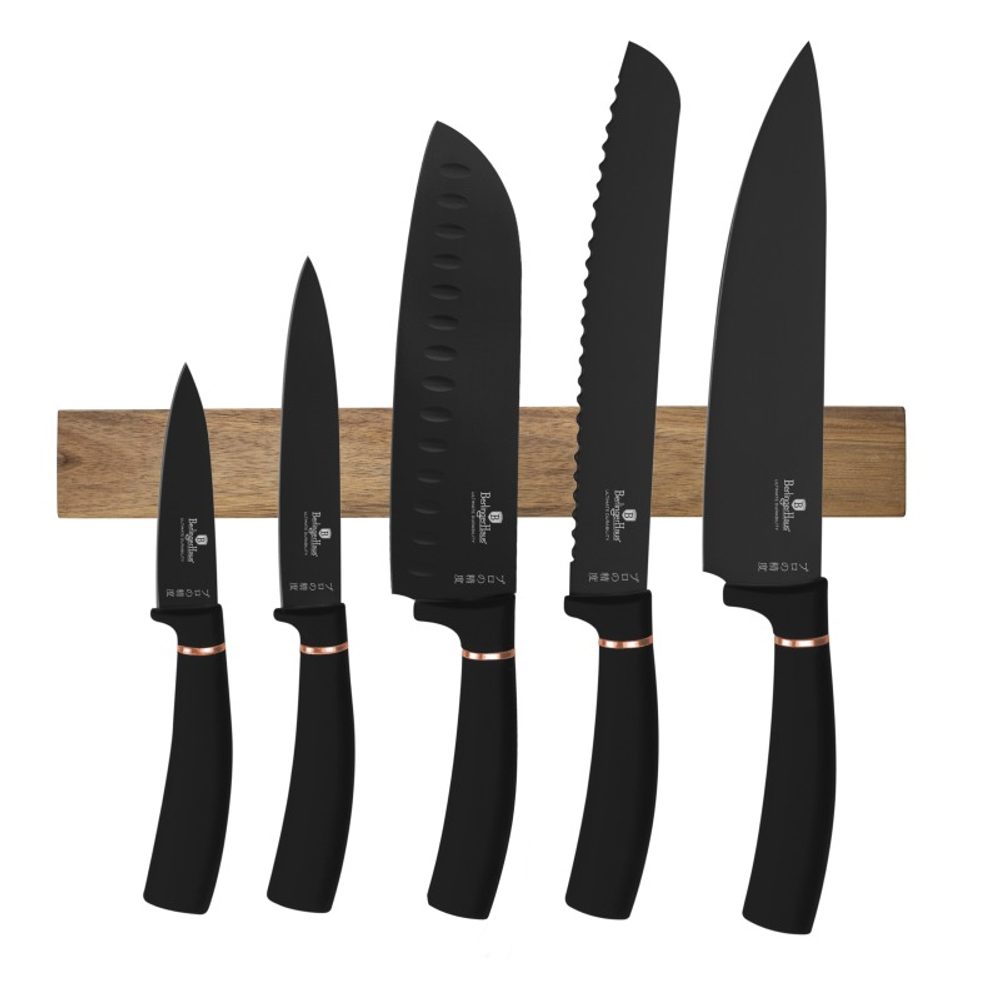 Levně BERLINGERHAUS Sada nožů s magnetickým držákem 6 ks Black Rose Collection BH-2884