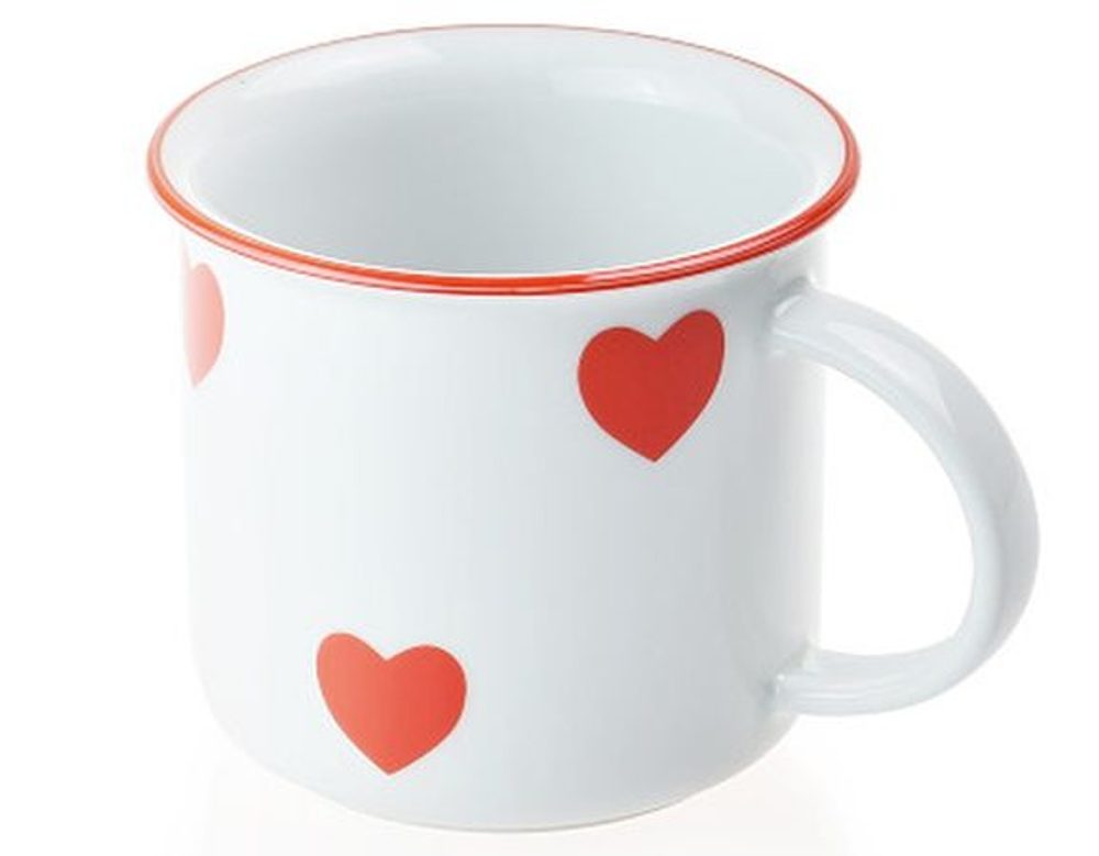 Levně hrnek 380ml TINA - ČERV.SRDÍČKA, čes.porcelán
