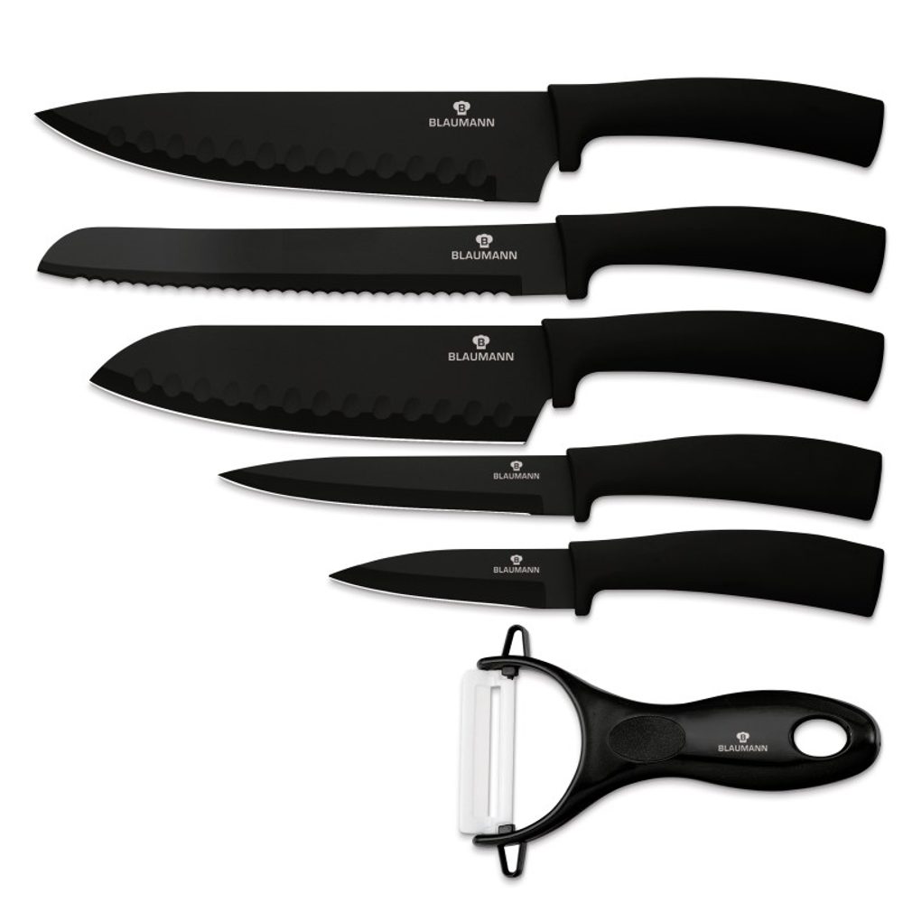 Levně BLAUMANN Sada nožů 6 ks Black Silver Collection BL-5136