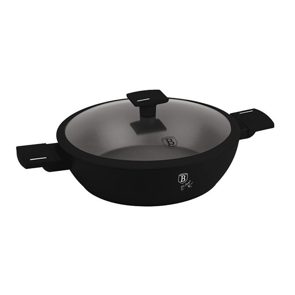 Levně BERLINGERHAUS Pánev hluboká s titanovým povrchem a poklicí 28 cm Matte Black Collection BH-8185