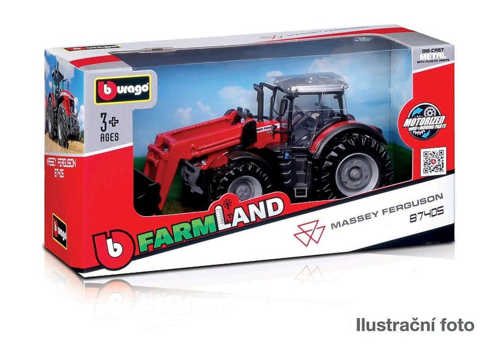 Levně Bburago - FarmLand, Traktor s předním nakladačem na setrvačník, 10cm, assort